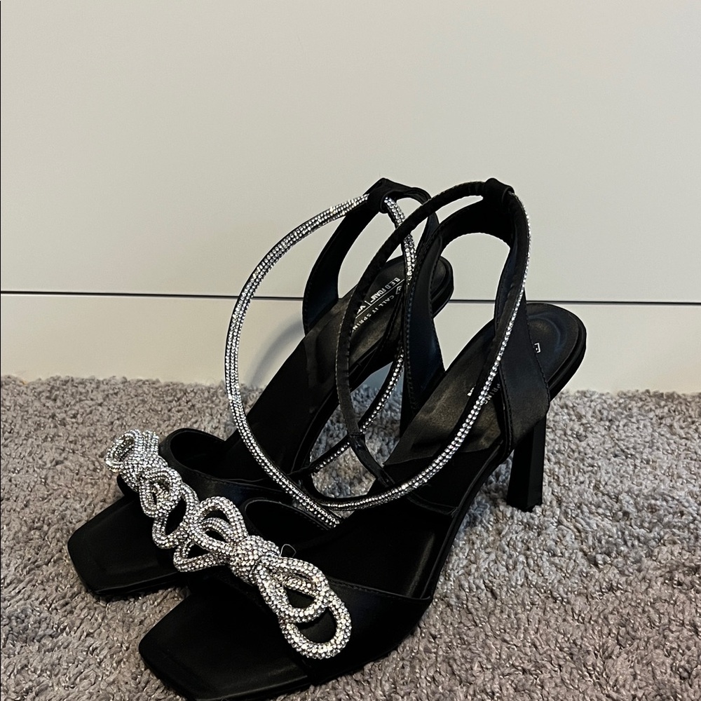 Call It Spring Black Heels with Silver Accents